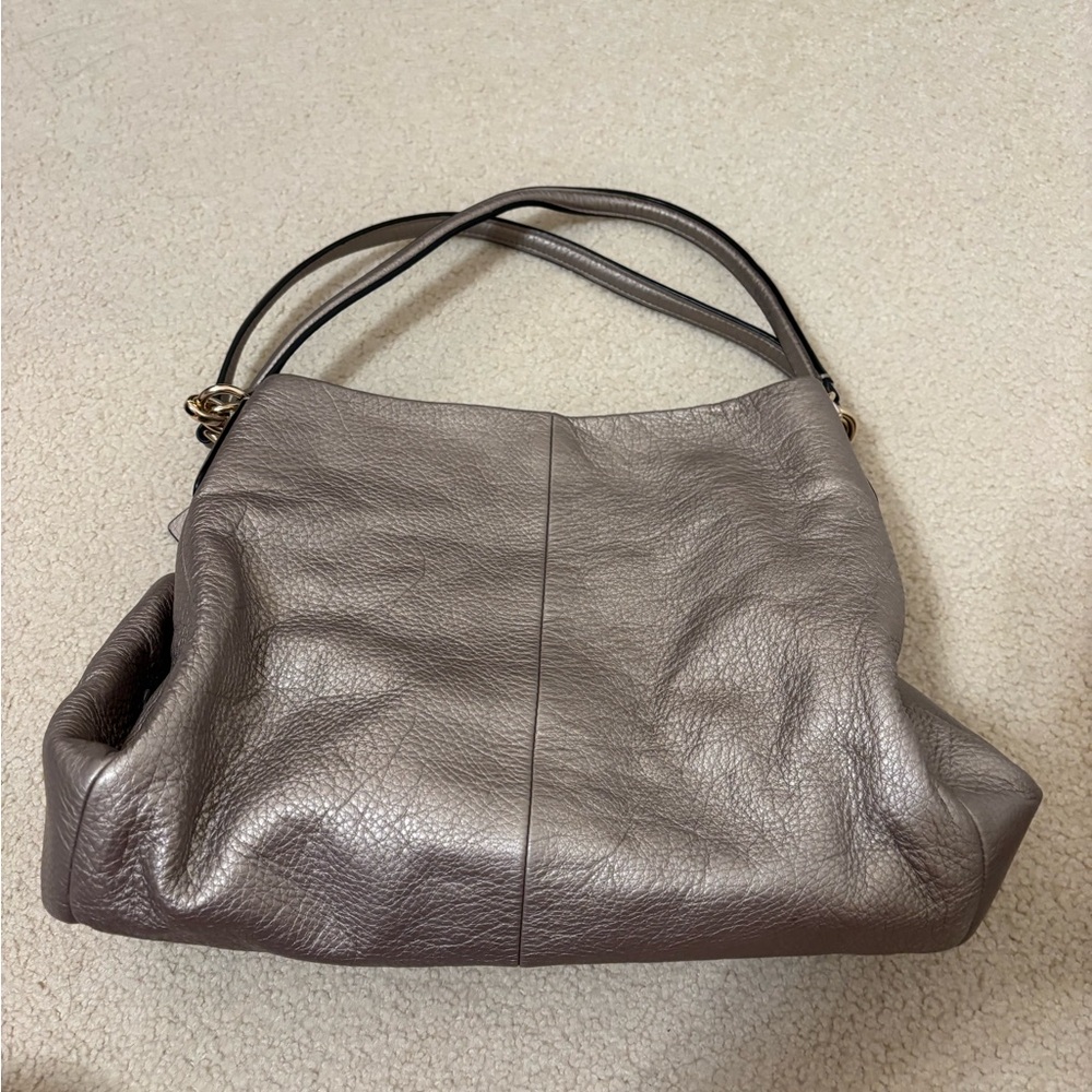 Coach Gray Leather Shoulder Bag, like new